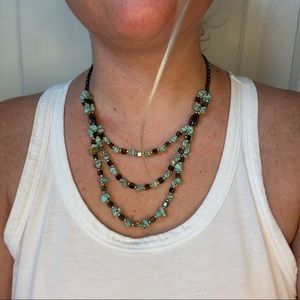 Turq & Graphite Stone Necklace